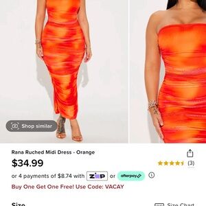 Fashion Nova Strapless Sunset Midi Dress